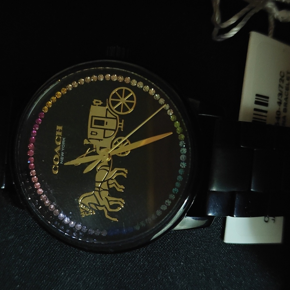 Coach Black and Rainbow Pave Watch